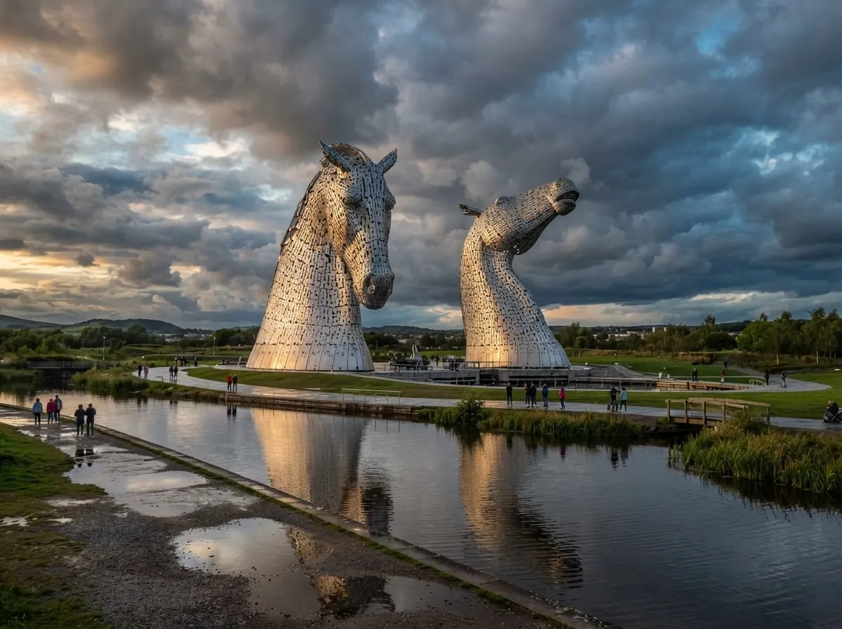The Kelpies and the Falkirk Wheel
